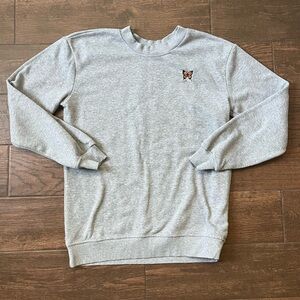 Butterfly embroidered grey crewneck sweater